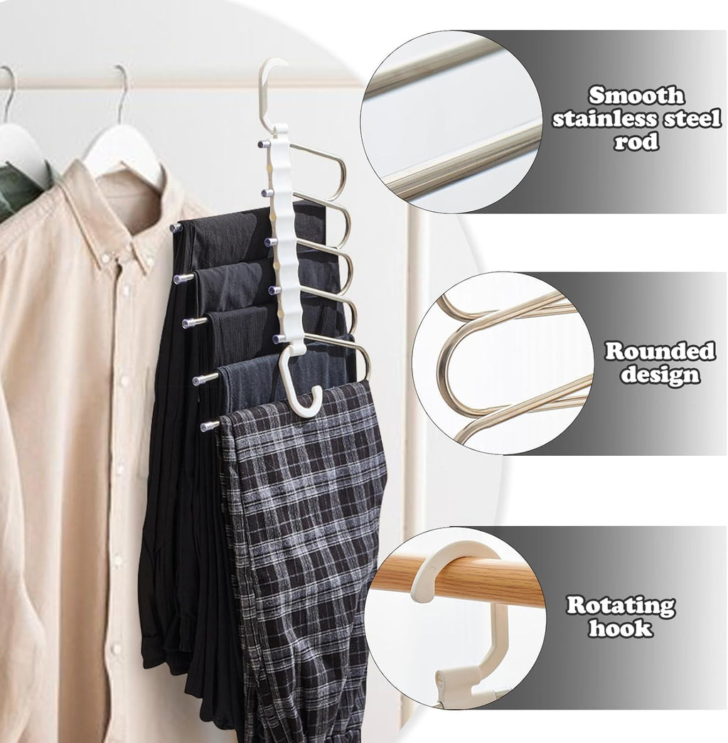 5 in 1 Stainless Steel Foldable Hanger for Clothes Hanging