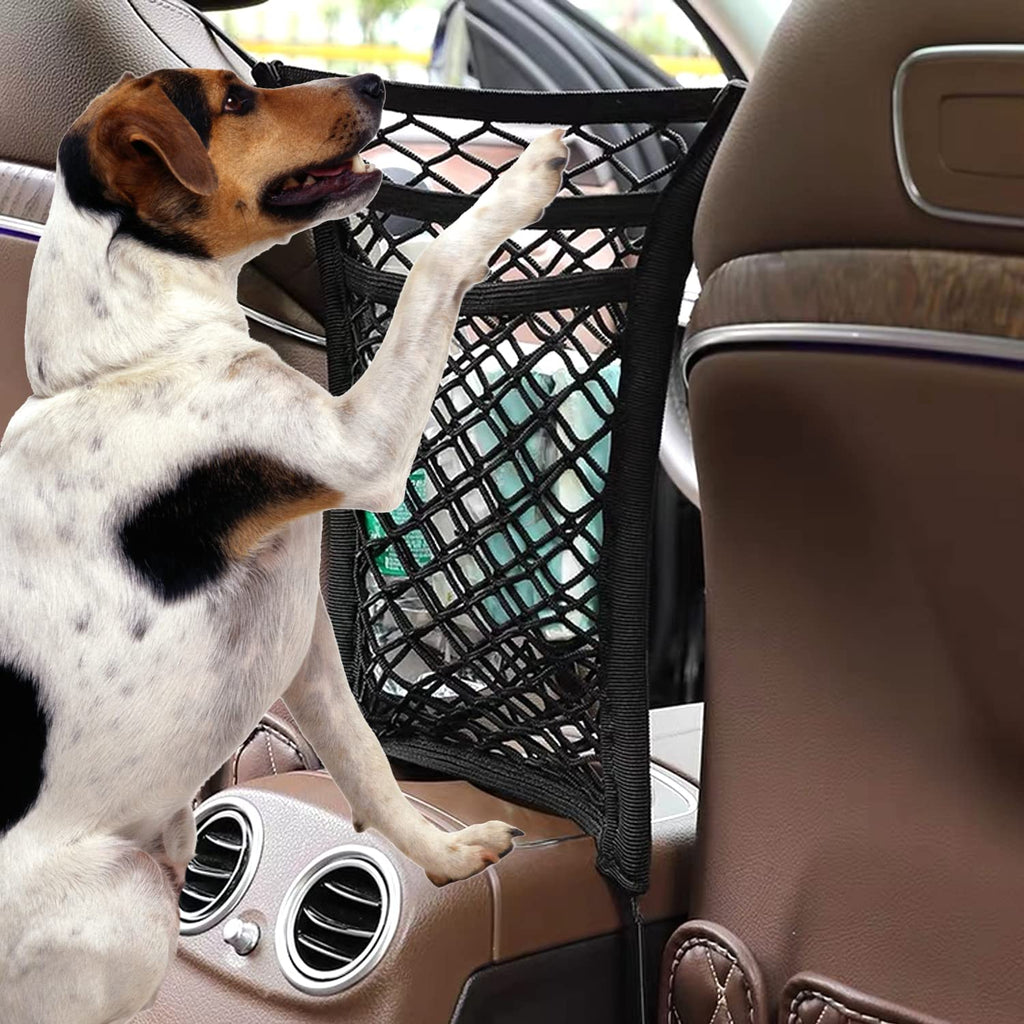 3-Layer Car Mesh Organizer, Seat Back Net Bag, Barrier of Backseat Pet Kids, Cargo Tissue Purse Hold