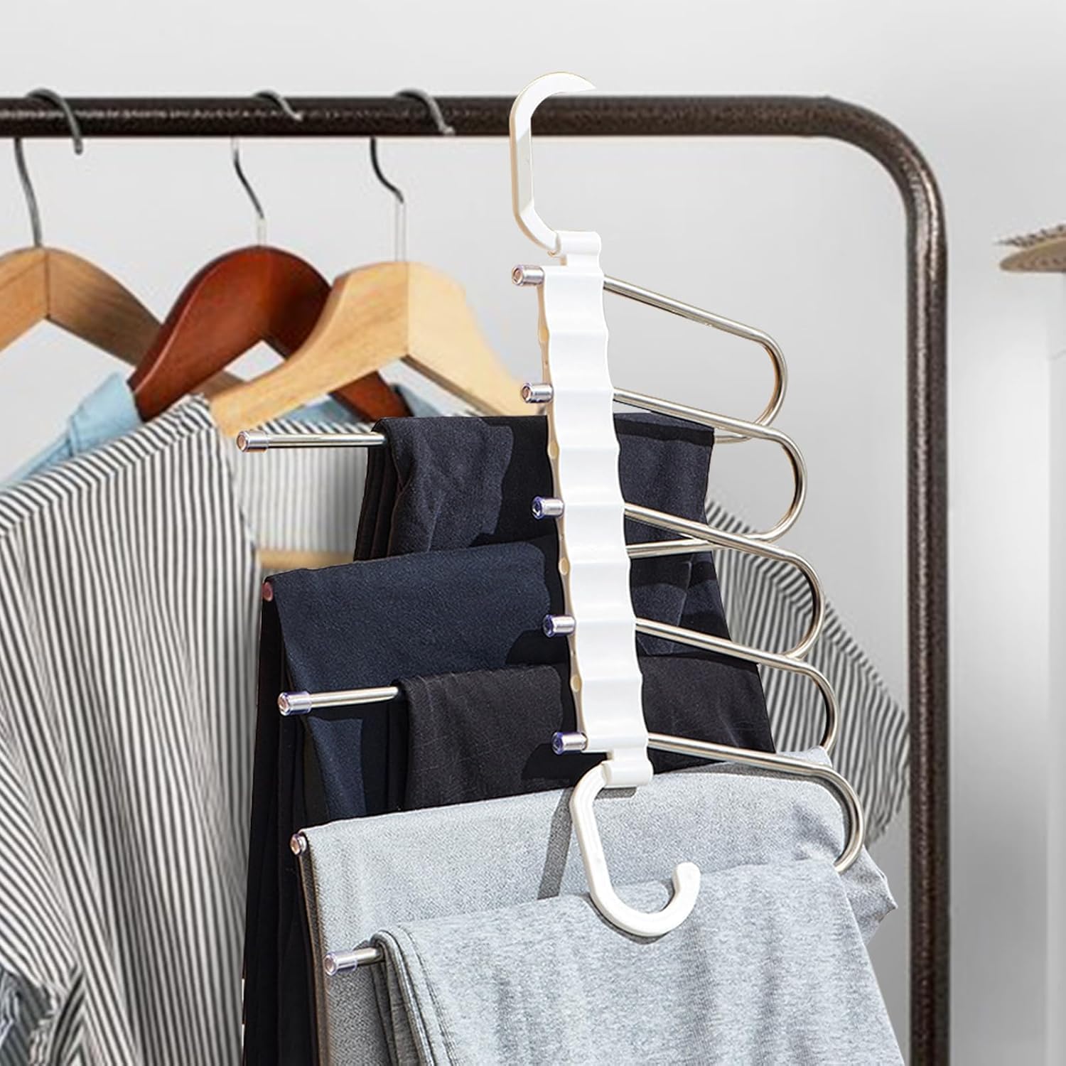 5 in 1 Stainless Steel Foldable Hanger for Clothes Hanging