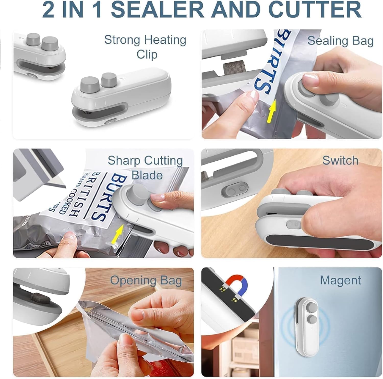 Electric Bag Sealer with Cutter for Plastic Bags